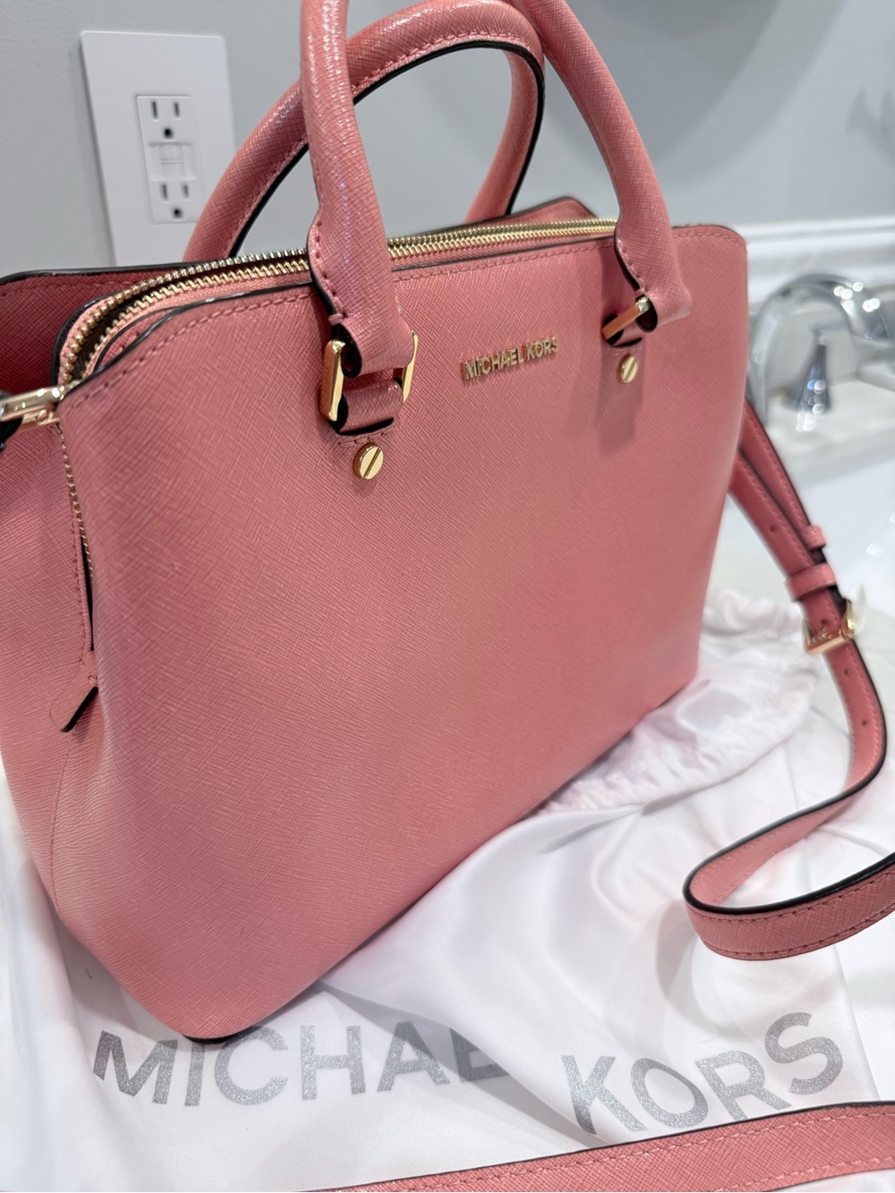 Michael Kors Rose Pink Saffiano Leather Satchel